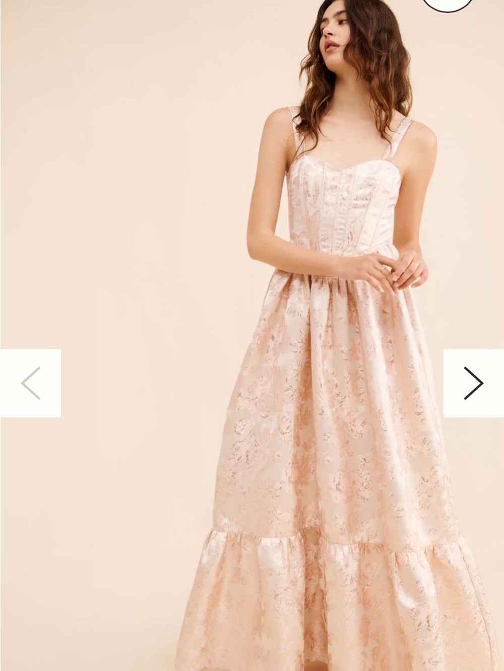 Romantic Blush Pink Jacquard Corset Maxi Dress